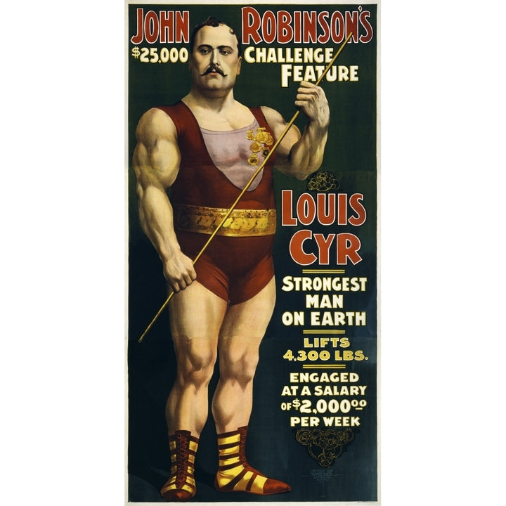 Vintage circus poster of French Canadian strongman Louis Cyr circa 1898 Poster Print by John Parrot/Stocktrek Images Image 2