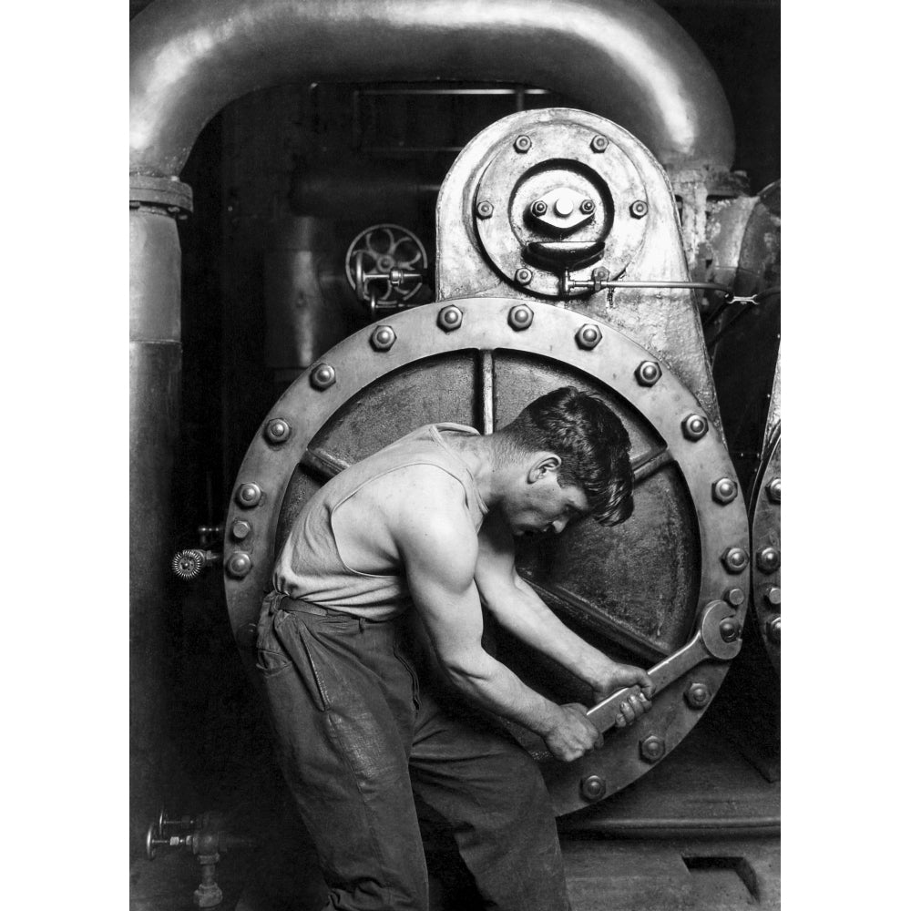 American History photo of a power house mechanic working on a steam pump Poster Print by John Parrot/Stocktrek Images Image 2