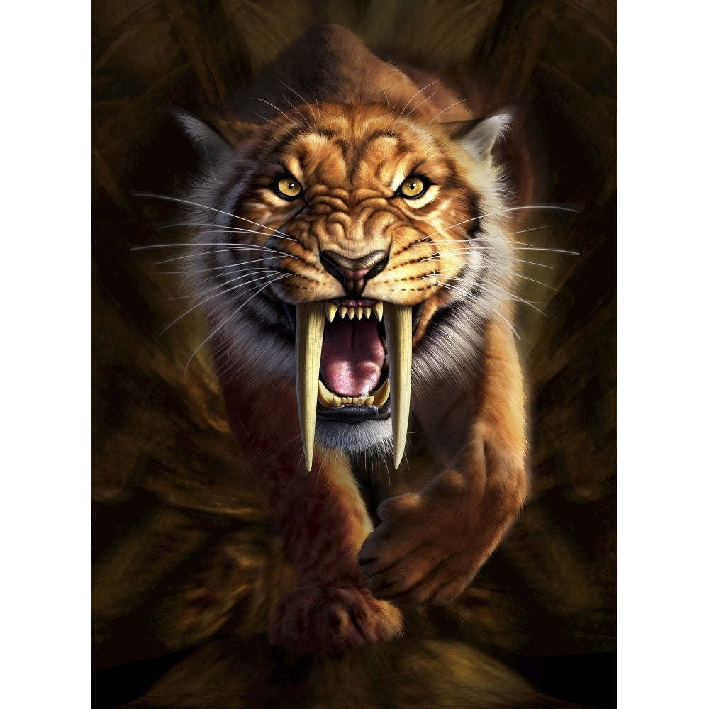 Full on view of a Saber-toothed Tiger Poster Print Image 1