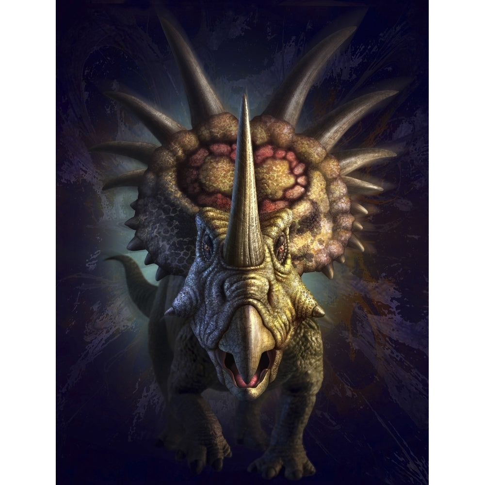 Full on view of the horned dinosaur Styracosaurus Poster Print Image 2