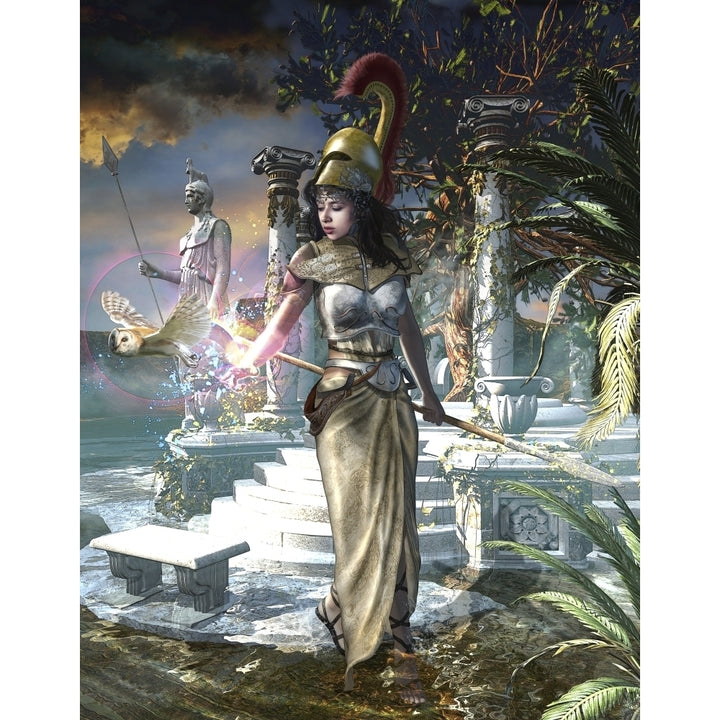 Athena the Greek virgin goddess of wisdom arts and literature. Poster Print by Kurt Miller/Stocktrek Images Image 1