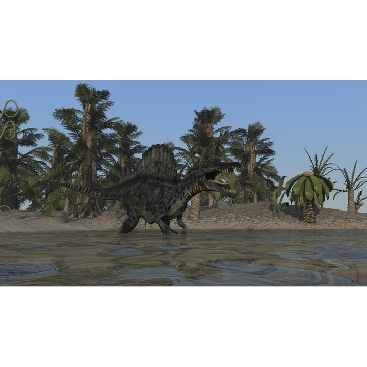 Spinosaurus hunting for food in prehistoric waters Poster Print Image 2