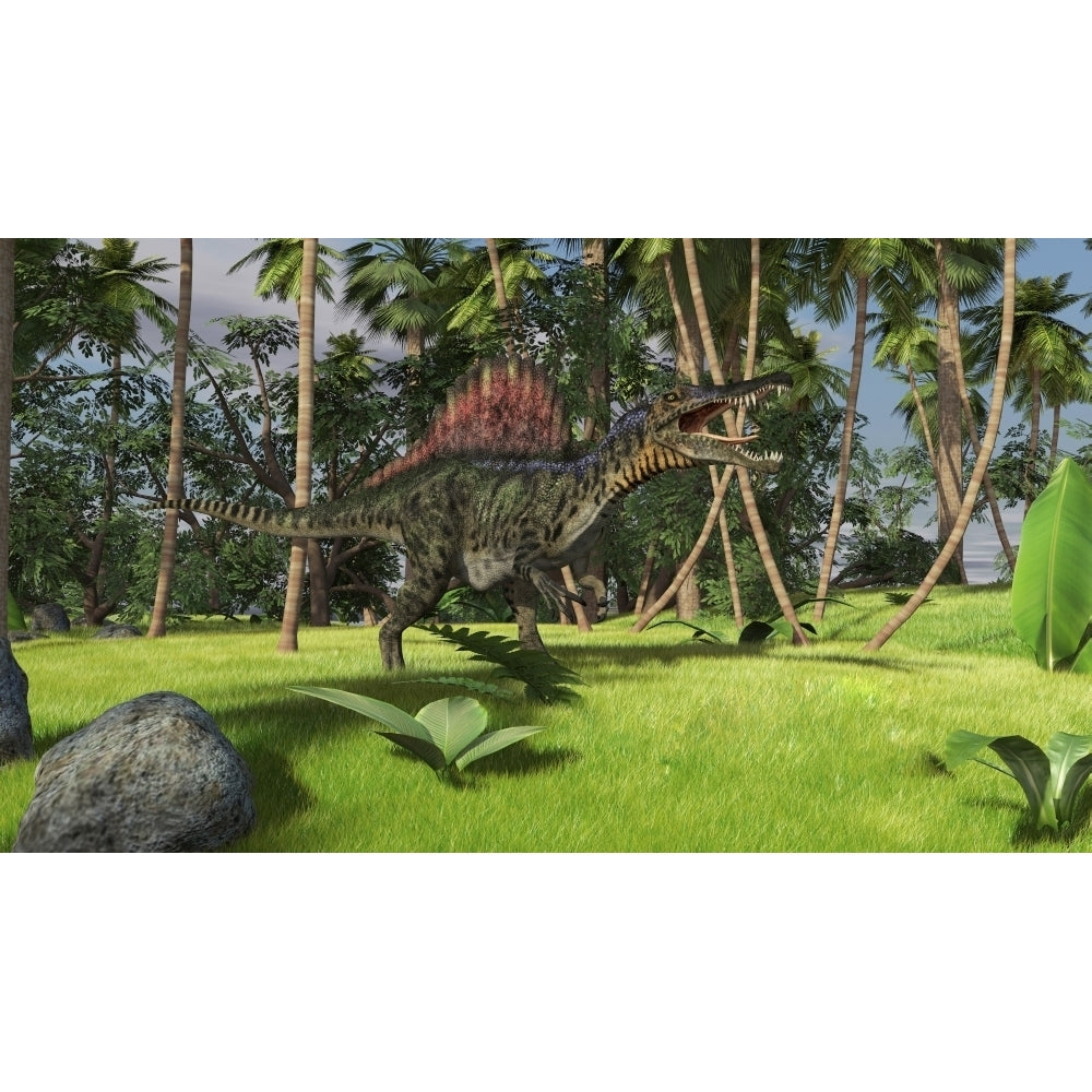 Spinosaurus hunting in a tropical environment Poster Print Image 1