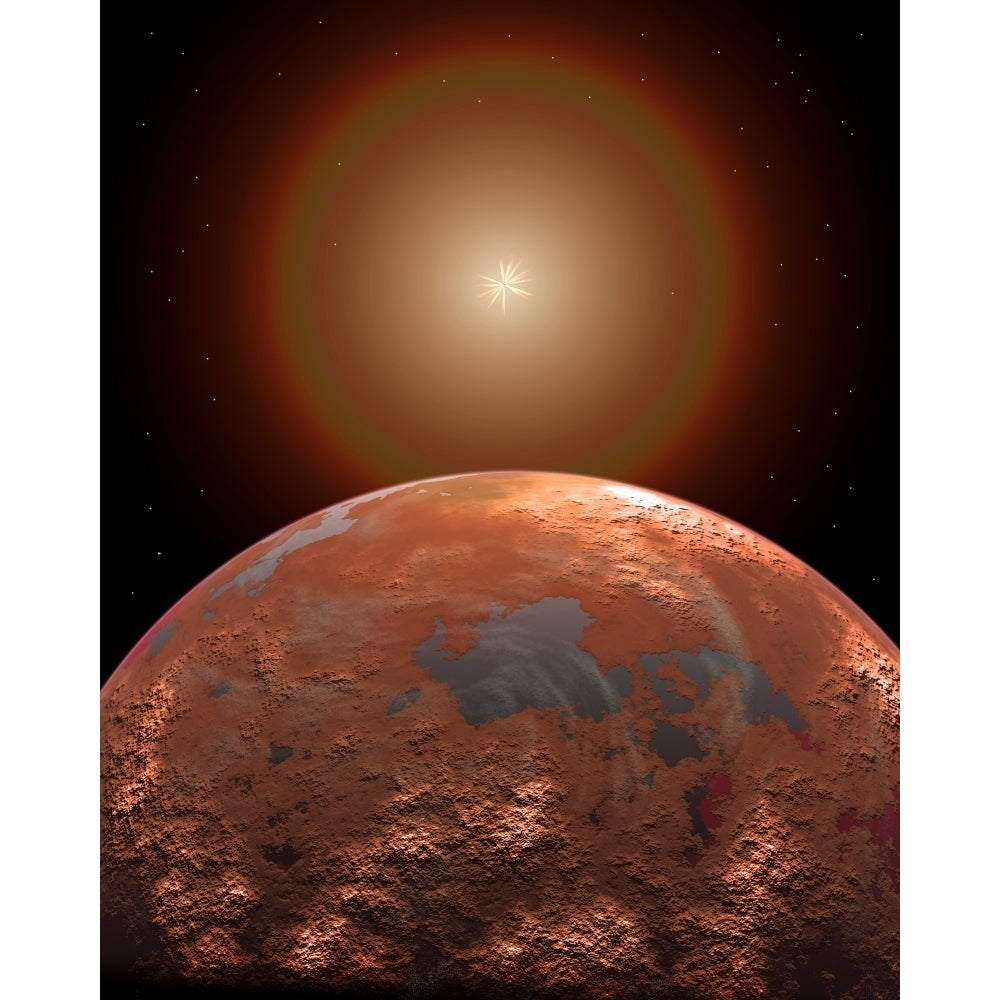 Artists concept of a distant red planet orbiting its Sun Poster Print Image 2