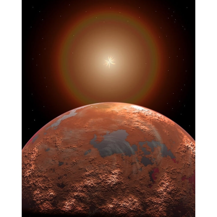 Artists concept of a distant red planet orbiting its Sun Poster Print Image 1