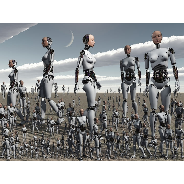 Artists concept of an abundance of androids with artificial intelligence Poster Print Image 2