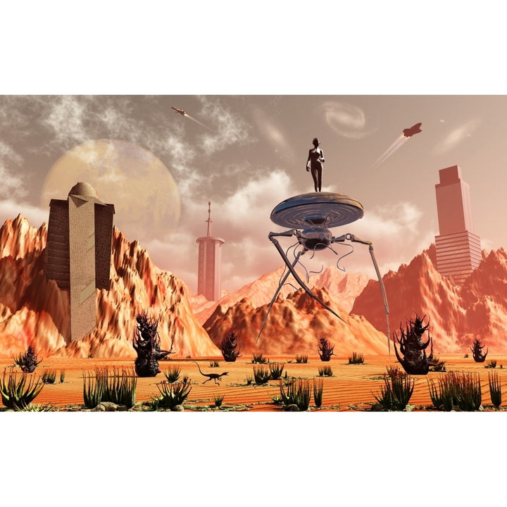 Artists concept of what life on Mars may look like in the future Poster Print Image 1