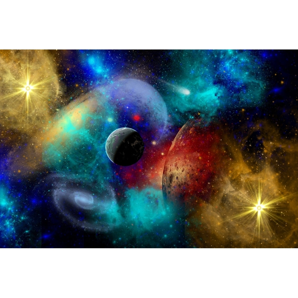 A colorful part of our galaxy featuring planets galaxies and nebulae Poster Print Image 2