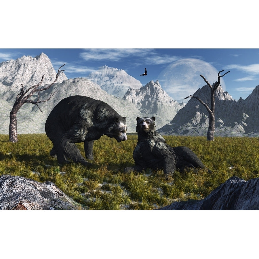 A pair of Arctodus bears courting each other Poster Print Image 1