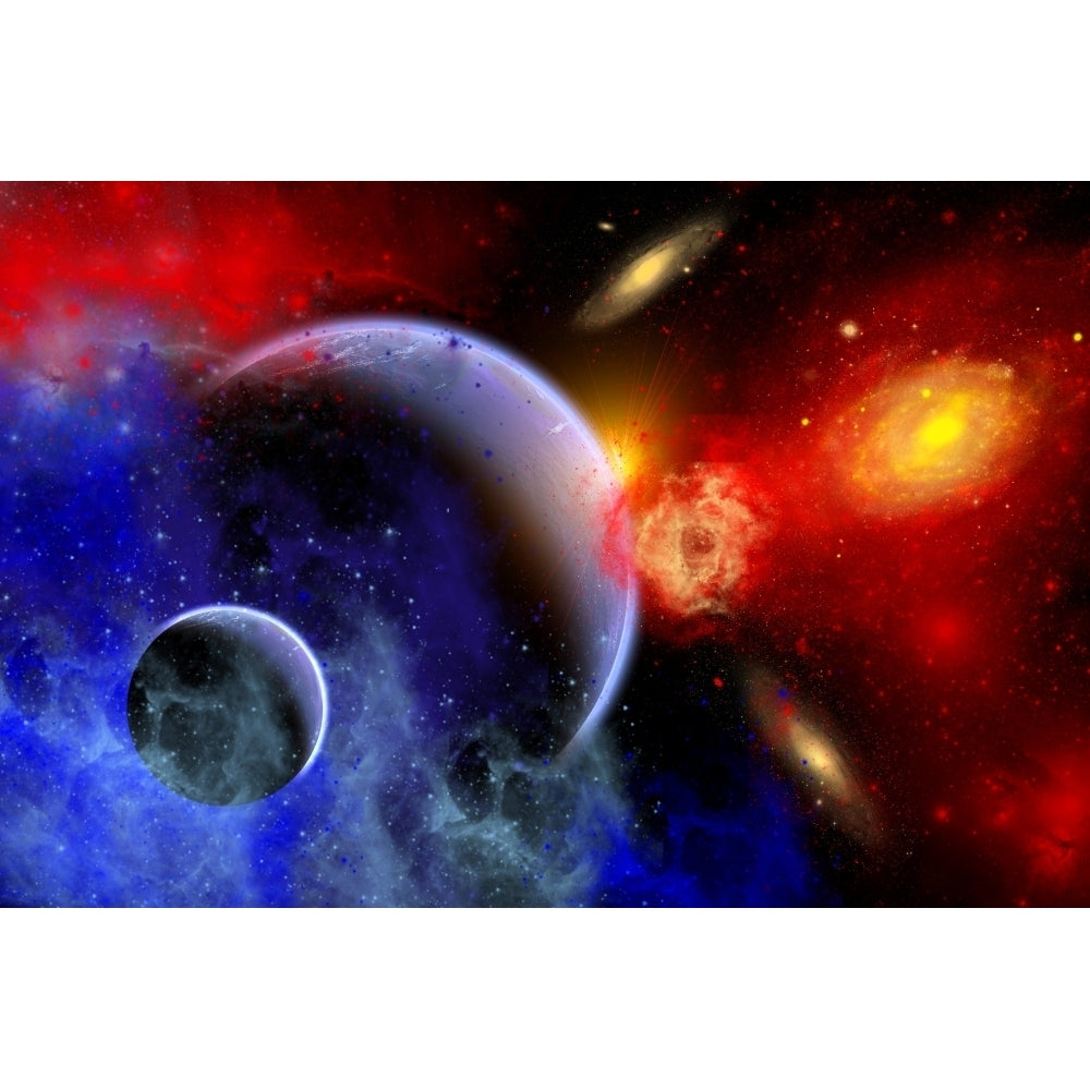 A mixture of colorful stars planets nebulae and galaxies Poster Print Image 2