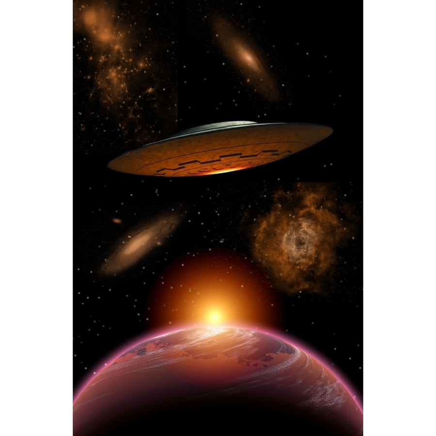 A UFO on its journey through the vastness of our galaxy Poster Print Image 1