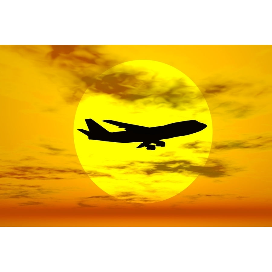 Silhouette of a Boeing 747 jet Poster Print Image 1