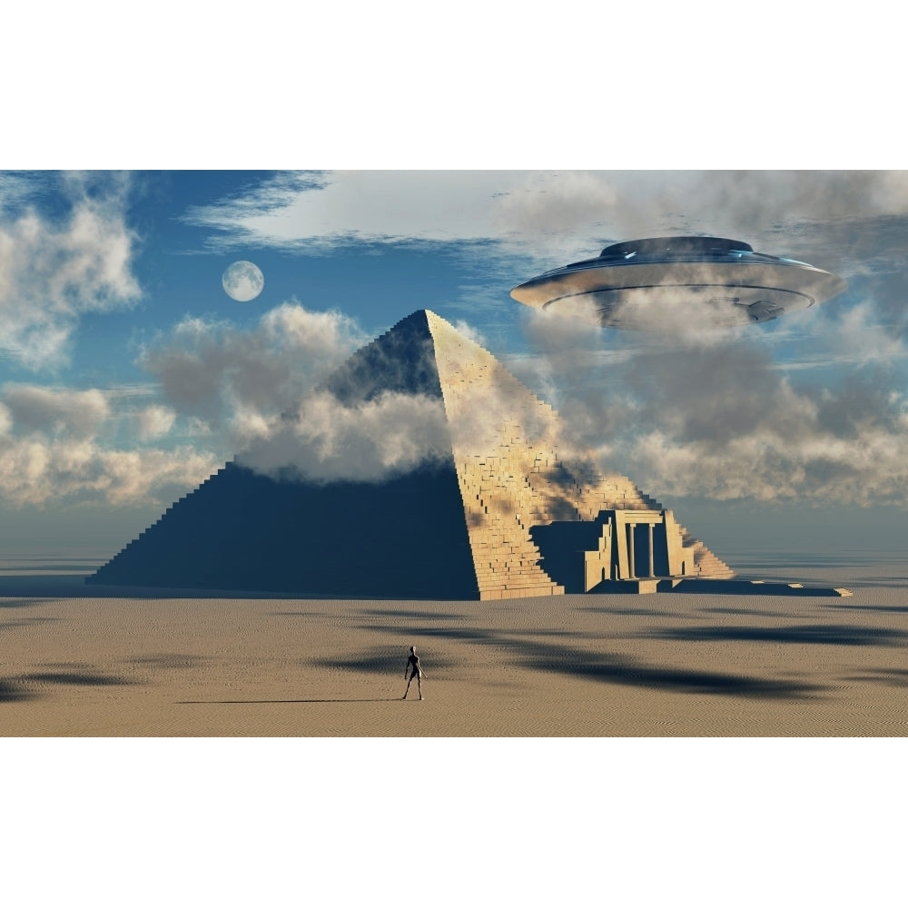 Artists concept illustrating how aliens helped to build ancient Egyptian monuments Poster Print Image 1