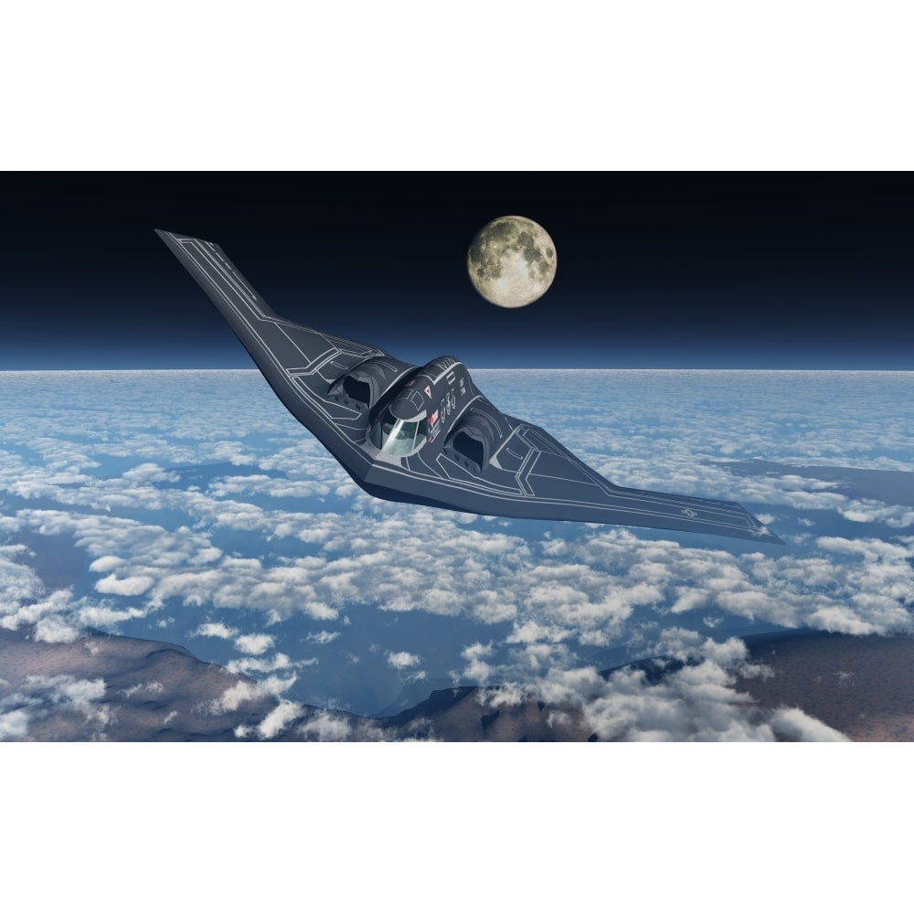 A North American B-2 Spirit stealth bomber flying at high altitude. Poster Print by Mark Stevenson/Stocktrek Images Image 1