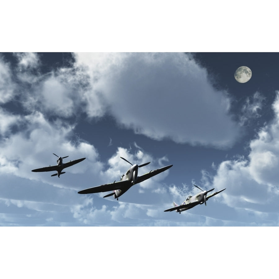 A formation of Royal Air Force Supermarine Spitfires. Poster Print by Mark Stevenson/Stocktrek Images Image 1