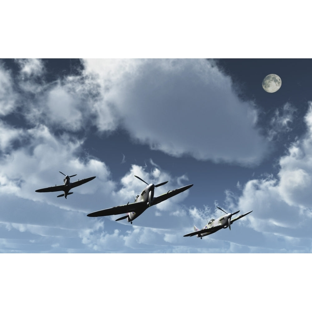 A formation of Royal Air Force Supermarine Spitfires. Poster Print by Mark Stevenson/Stocktrek Images Image 2