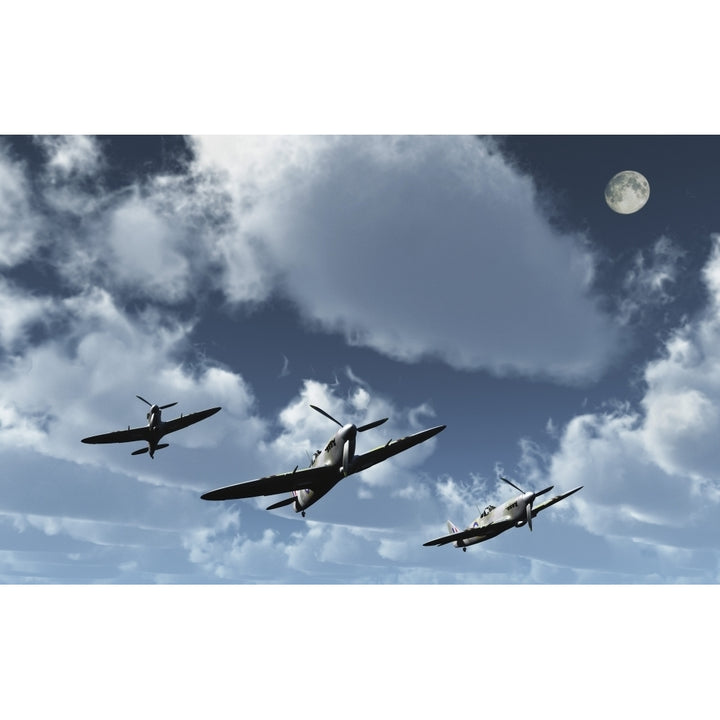 A formation of Royal Air Force Supermarine Spitfires. Poster Print by Mark Stevenson/Stocktrek Images Image 2