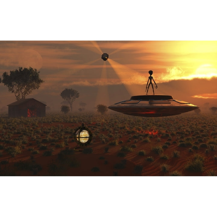 A secret rural landing site for Grey Aliens Poster Print Image 1