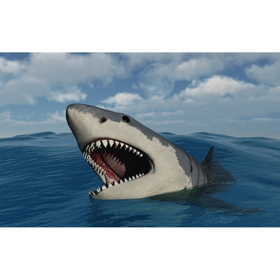 A giant Megalodon shark Poster Print Image 1