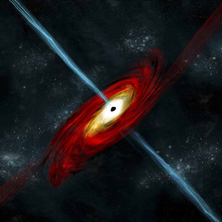 Artists depiction of a black hole in interstellar space Poster Print Image 1