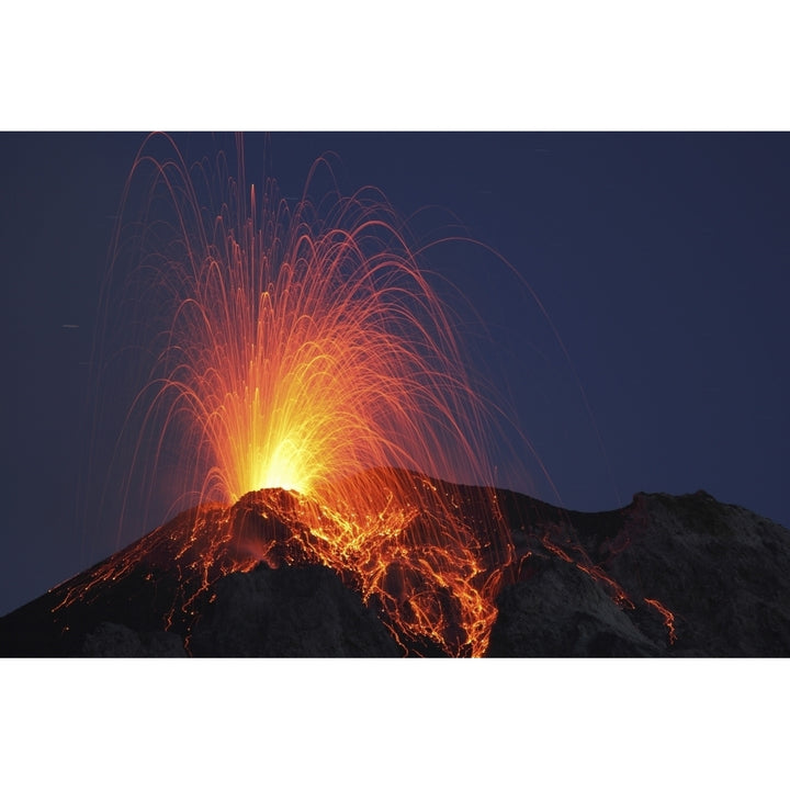 Stromboli eruption Aeolian Islands north of Sicily Italy Poster Print Image 1