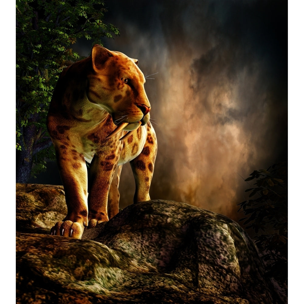 Sabre-toothed cat on the prowl Poster Print Image 1