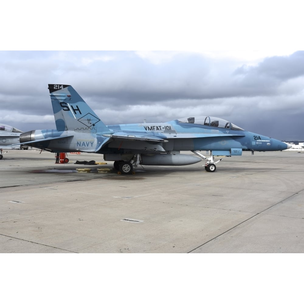 An F/A-18B Hornet on the ramp at Marine Corps Air Station Miramar Poster Print Image 1