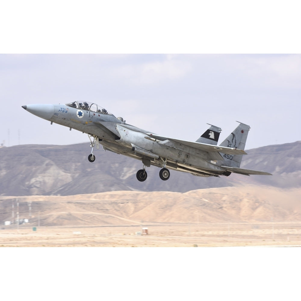 Israeli Air Force F-15B Baz taking off from Ovda Air Base Israel. Poster Print by Riccardo Niccoli/Stocktrek Images Image 1