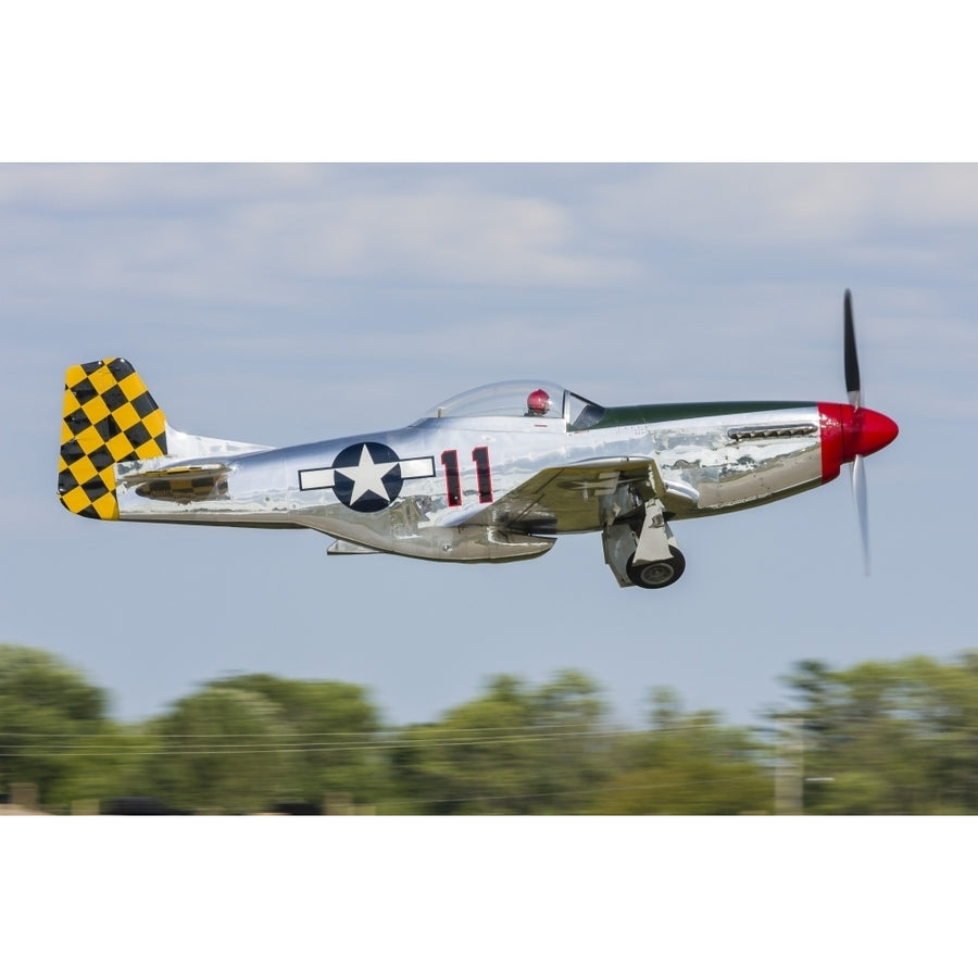 A P-51 Mustang takes off from Oshkosh Wisconsin Poster Print Image 1