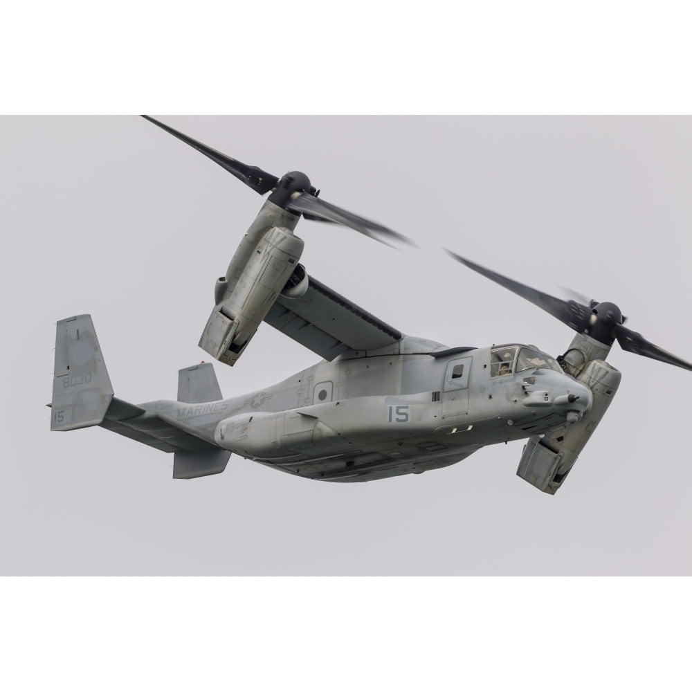 A U.S. Marine Corps V-22 Osprey flies over San Francisco Bay California Poster Print Image 1