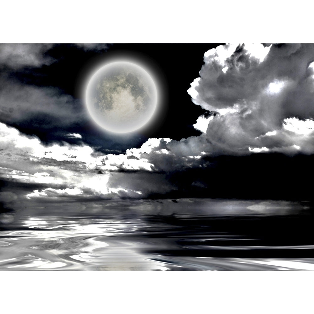 Full moon. Dramatic clouds reflected in calm wat Poster Print by Bruce Rolff/Stocktrek Images Image 1