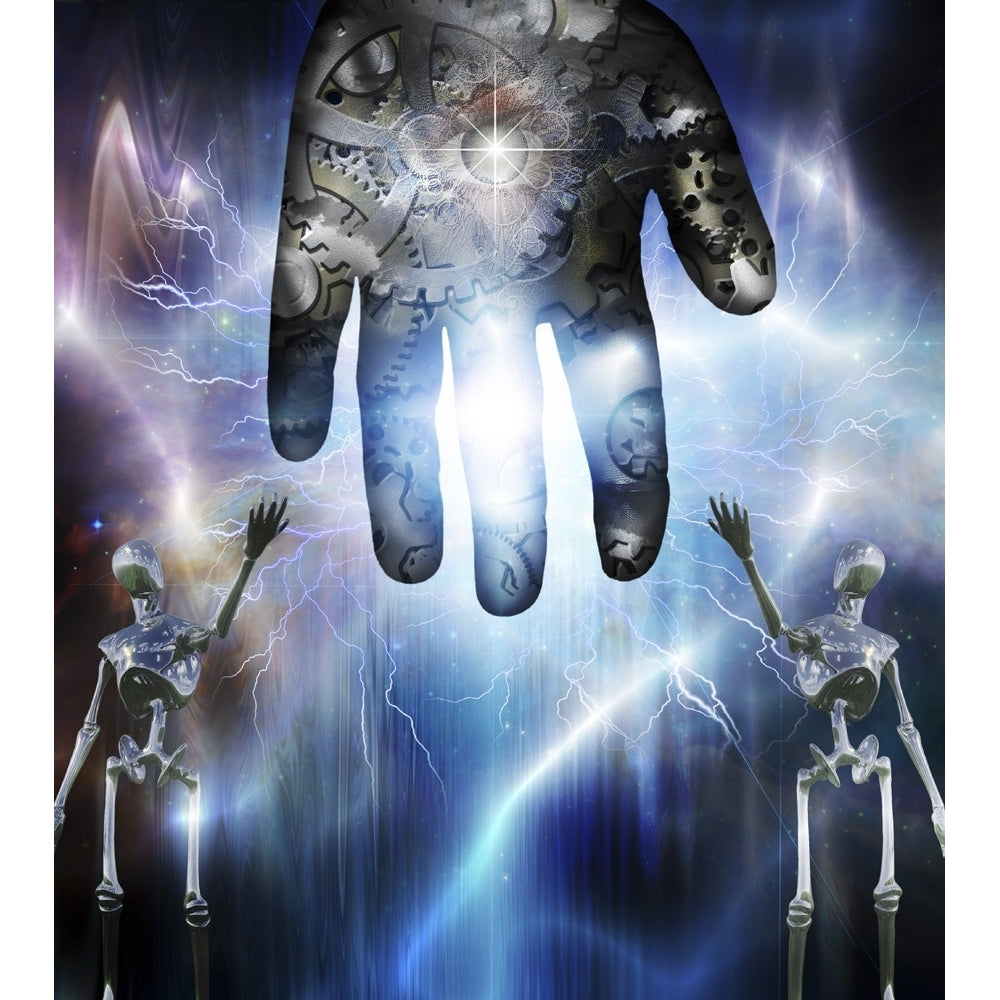 Robotic figures of keepers shows gear hand with eye Poster Print by Bruce Rolff/Stocktrek Images Image 1