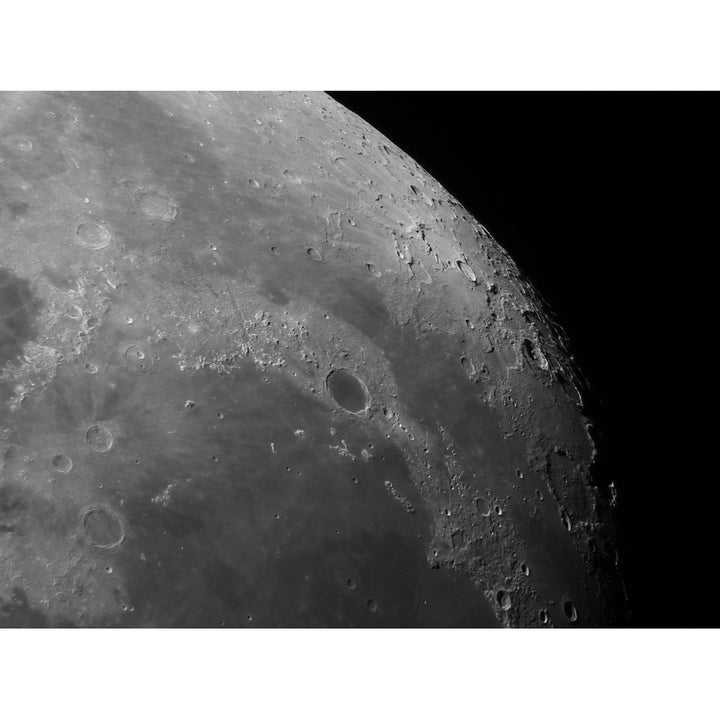 Close-up view of the moon showing impact crater Plato Poster Print Image 2