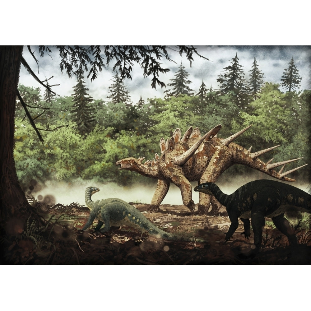 Mutualistic relationship between Dacentrurus armatus and Draconyx loureiroi Poster Print Image 2