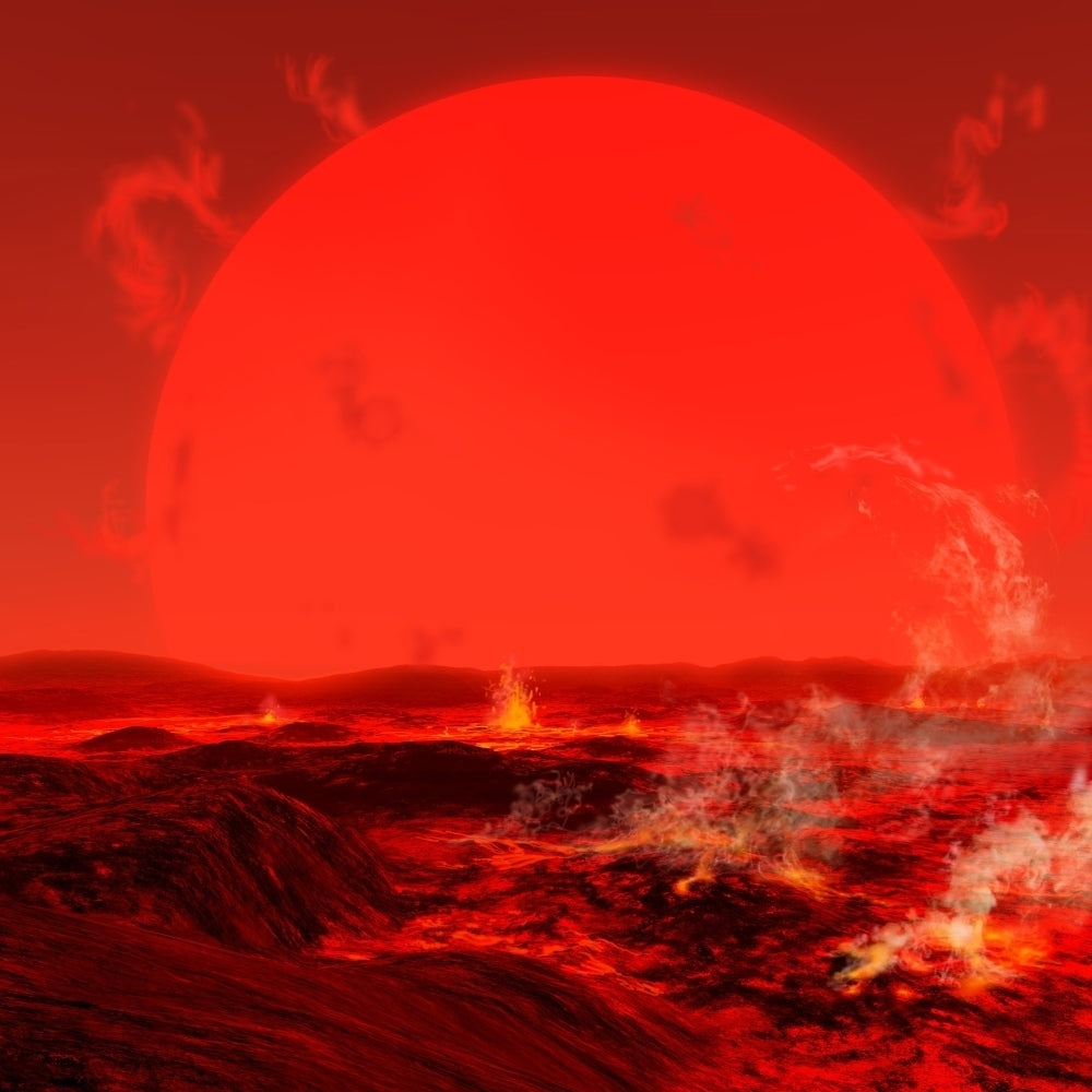 The sun seen from a molten earth 3 billion years from now. Poster Print Image 2