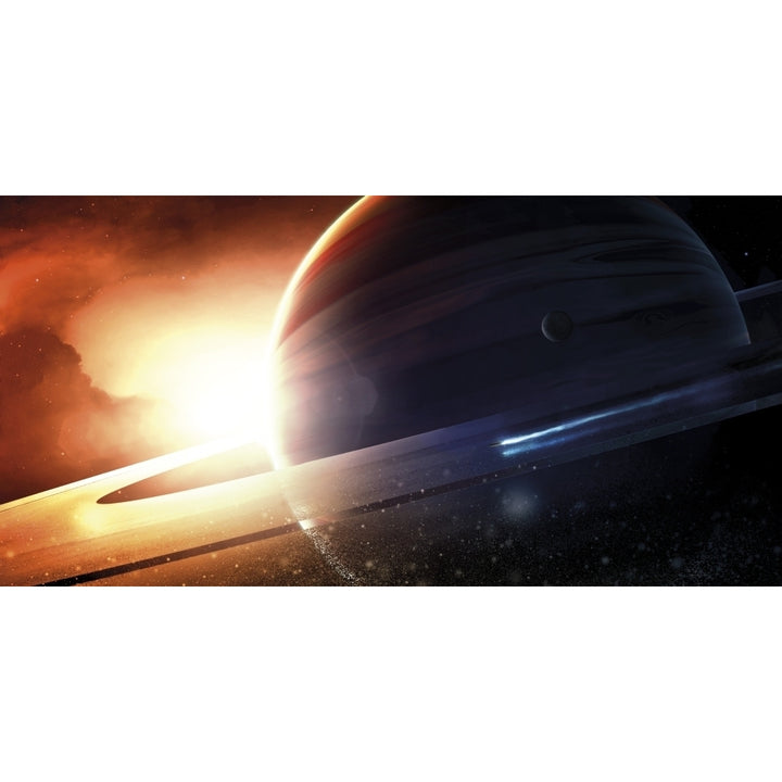 Expedition to a Saturn-like planet Poster Print Image 1