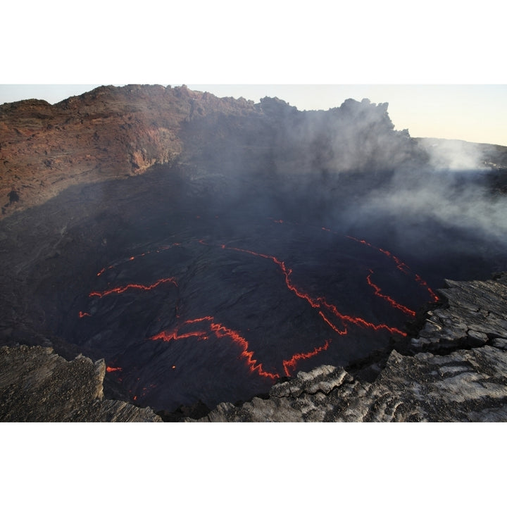 Lava lake in pit crater Erta Ale volcano Danakil Depression Ethiopia Poster Print Image 1