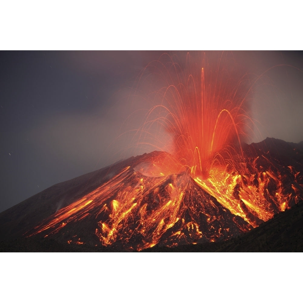 Explosive Vulcanian eruption of lava on Sakurajima Volcano Japan Poster Print Image 2