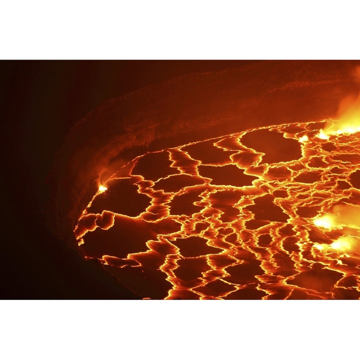 Lava lake in summit caldera Nyiragongo Volcano Democratic Republic of the Congo Poster Print Image 1