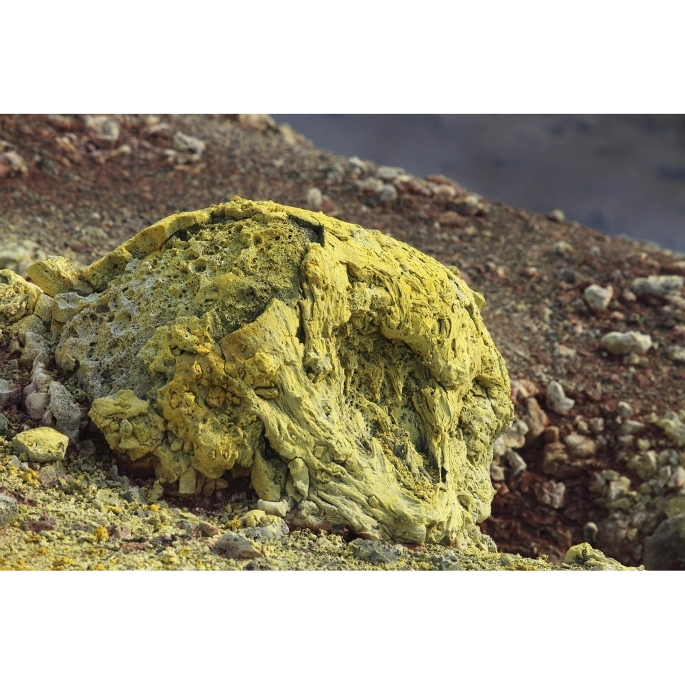 Lava bomb coated in yellow sulphurous fumarole deposits Poster Print Image 2