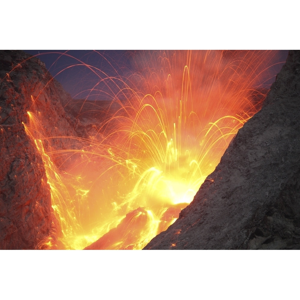 Strombolian type eruption of Batu Tara volcano Indonesia Poster Print Image 1