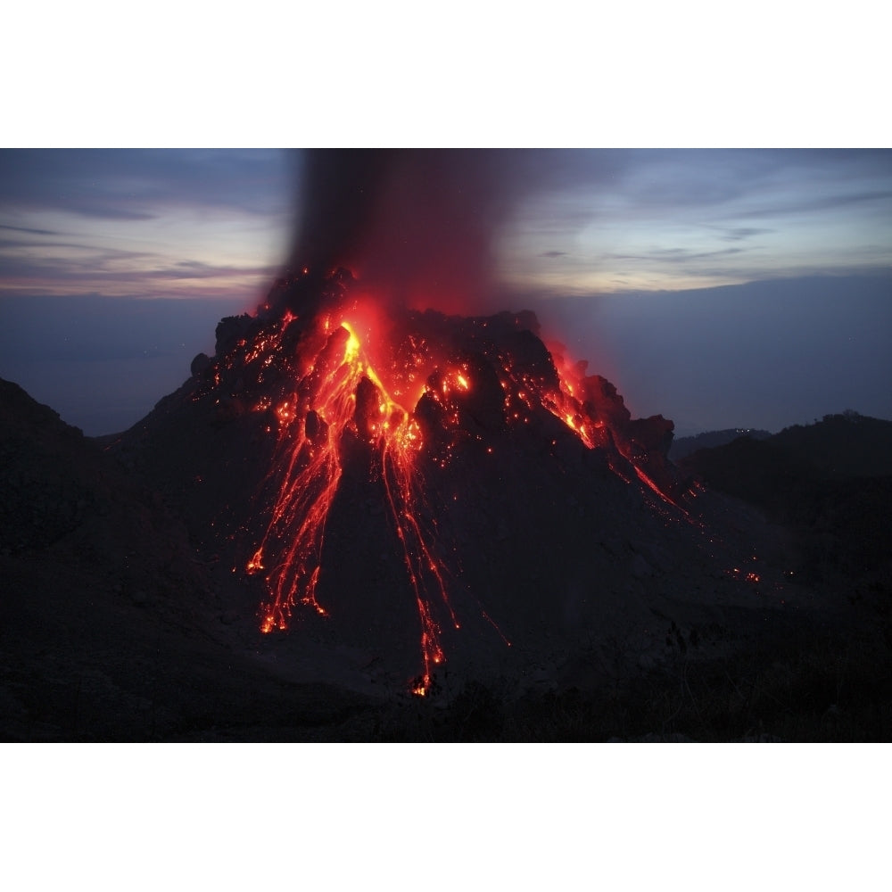 Glowing Rerombola lava dome of Paluweh volcano Indonesia Poster Print Image 2