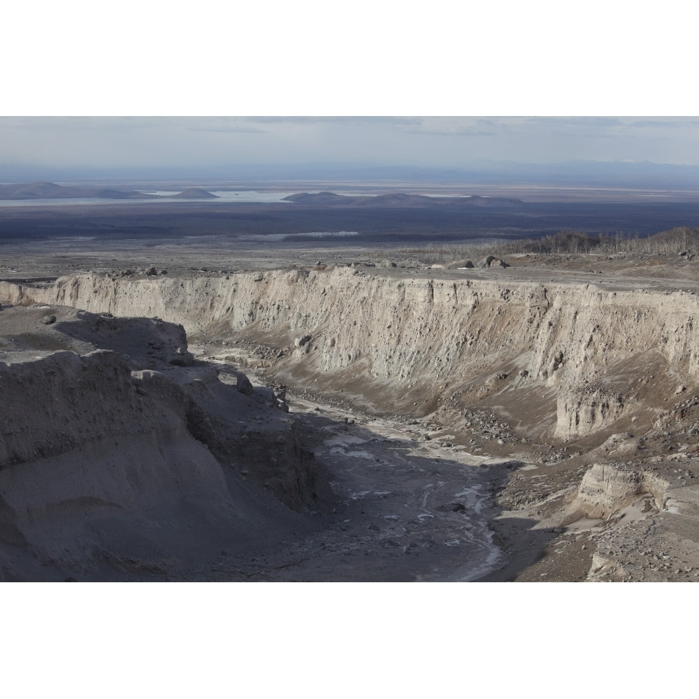 Deep erosion gulley in eroded pyroclastic flow deposits Shiveluch Volcano Poster Print Image 2