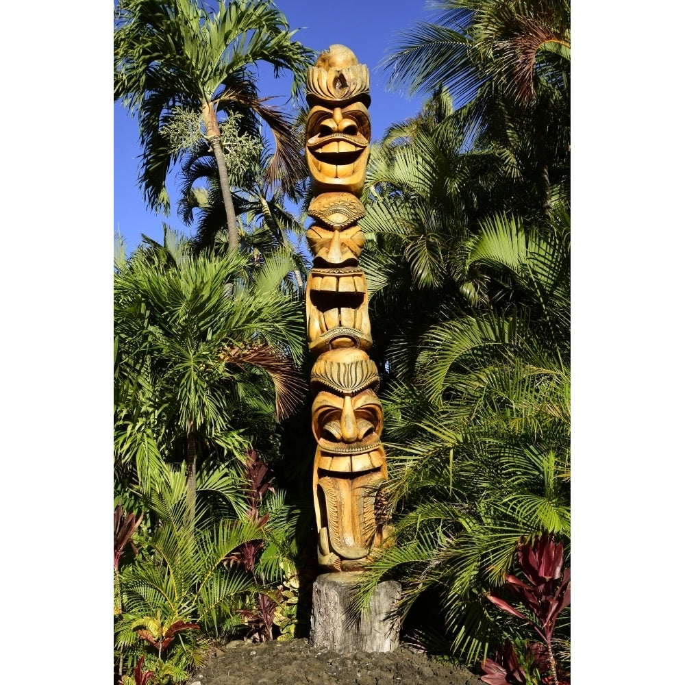 Hawaiian totem pole in Maui Hawaii Poster Print Image 1