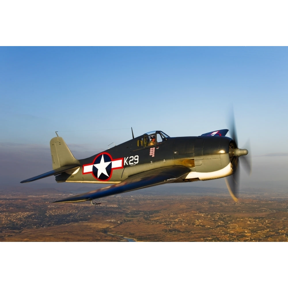 A Grumman F6F Hellcat fighter plane in flight Poster Print Image 2