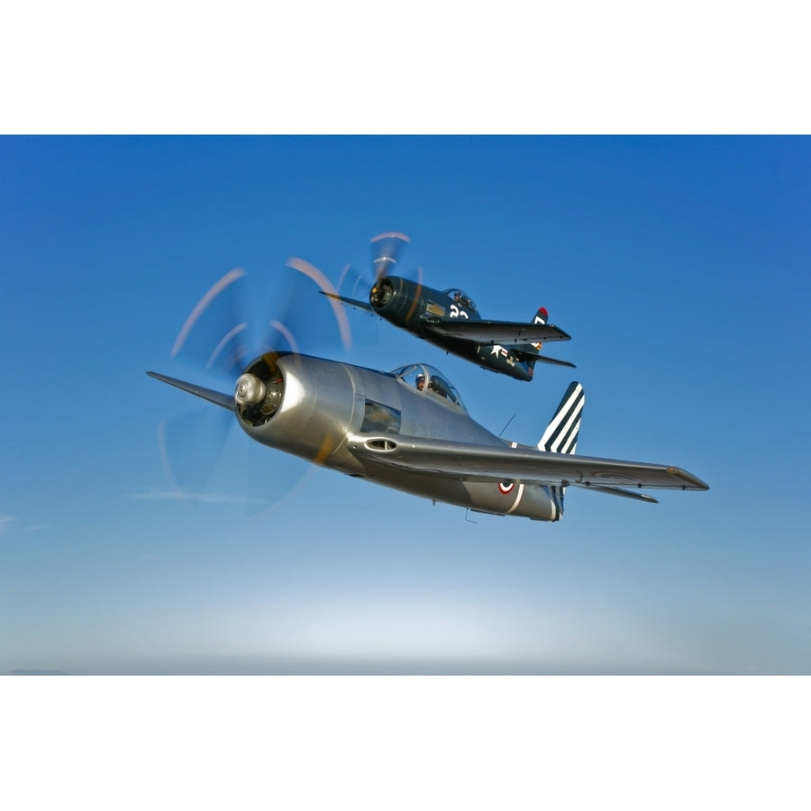 Two Grumman F8F Bearcats in flight Poster Print Image 1