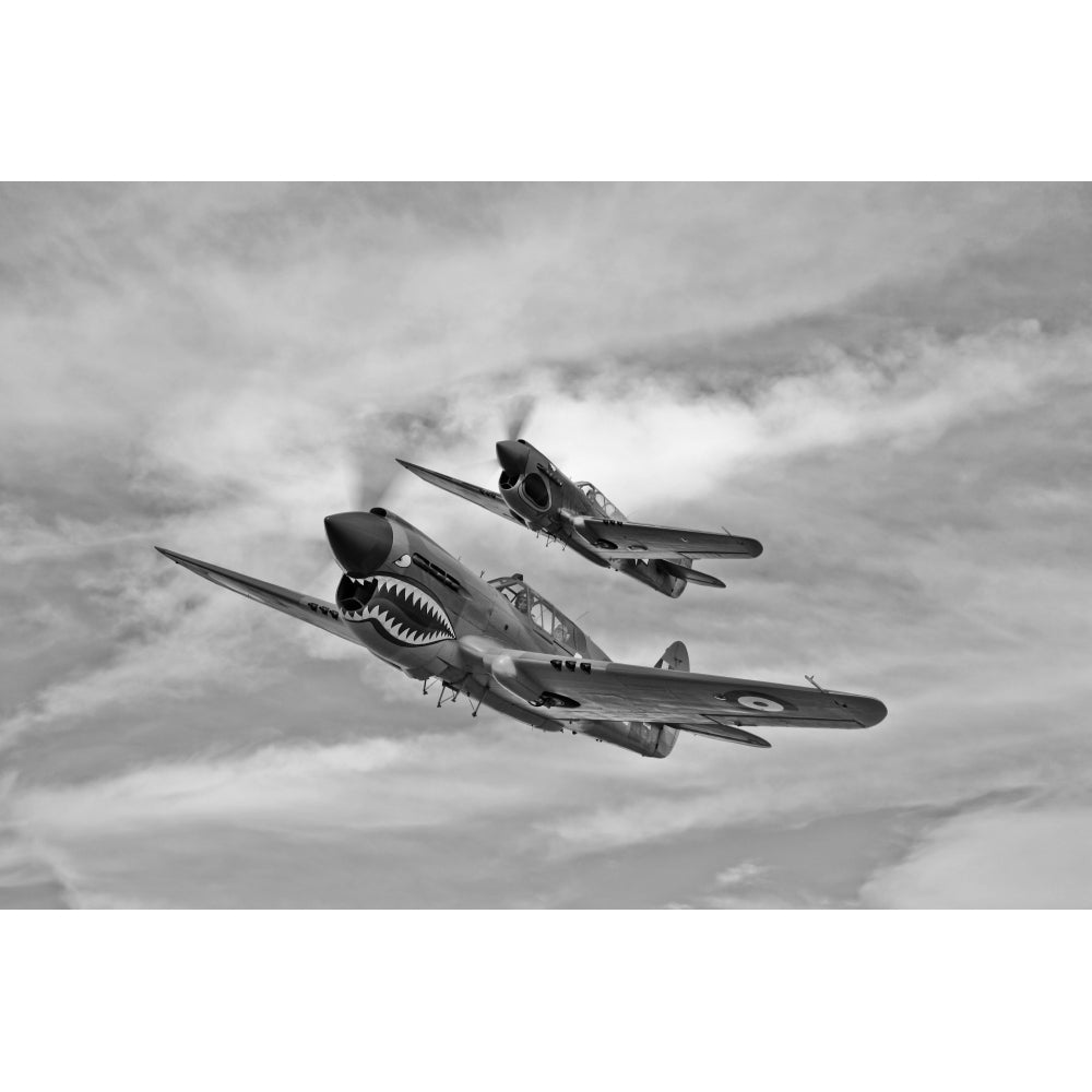 Two Curtiss P-40 Warhawks in flight near Nampa Idaho Poster Print Image 2