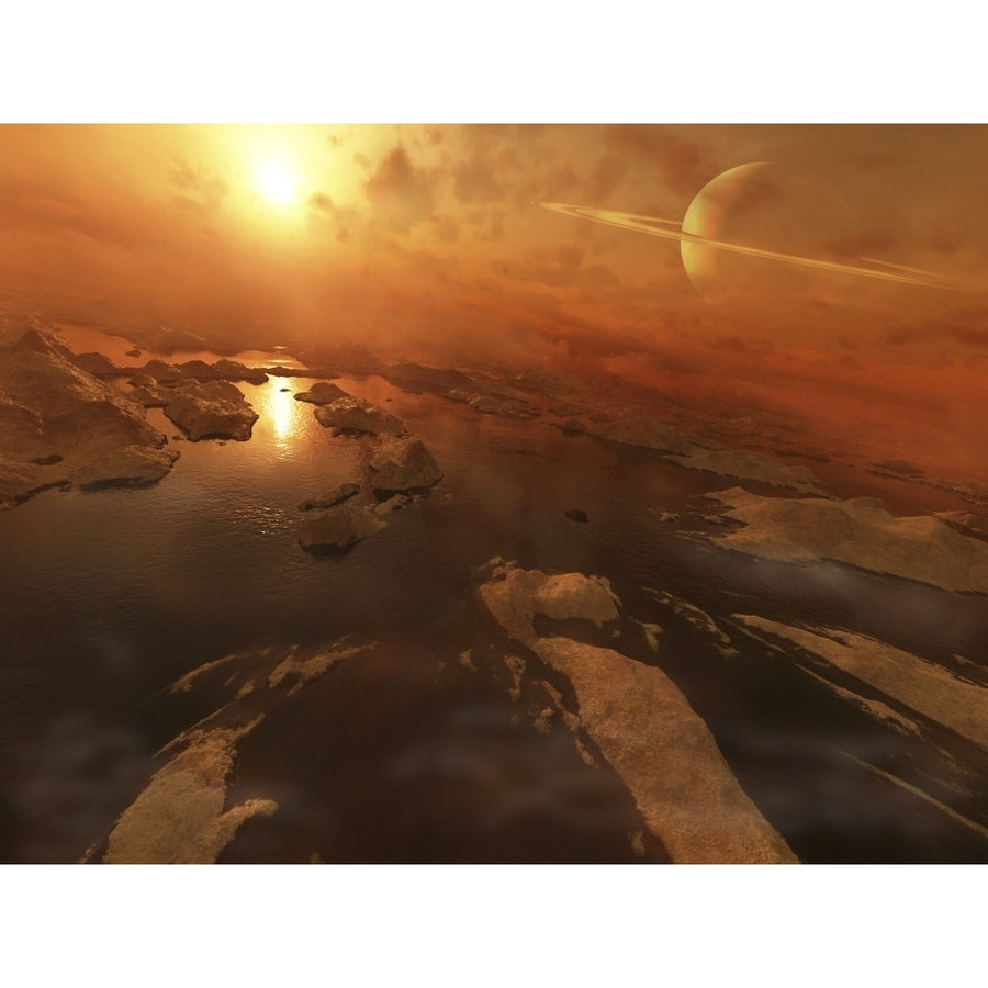 Titan boasts liquid hydrocarbon lakes at its north pole Poster Print Image 1