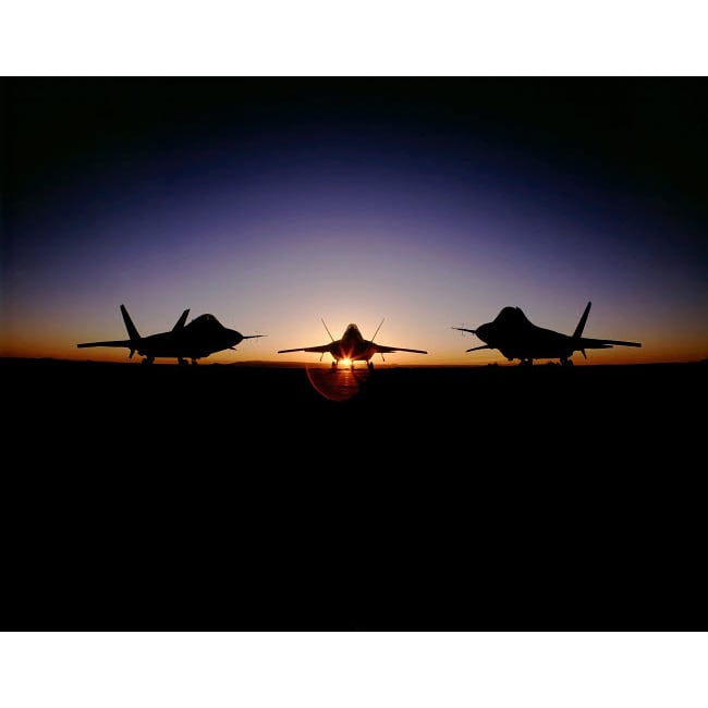 Silhouette of the F-22 Raptor Poster Print by Stocktrek Images Image 1