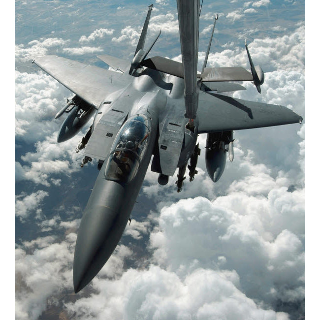 An F-15 E Strike Eagle receives fuel from a KC-10 Extender Poster Print by Stocktrek Images Image 1